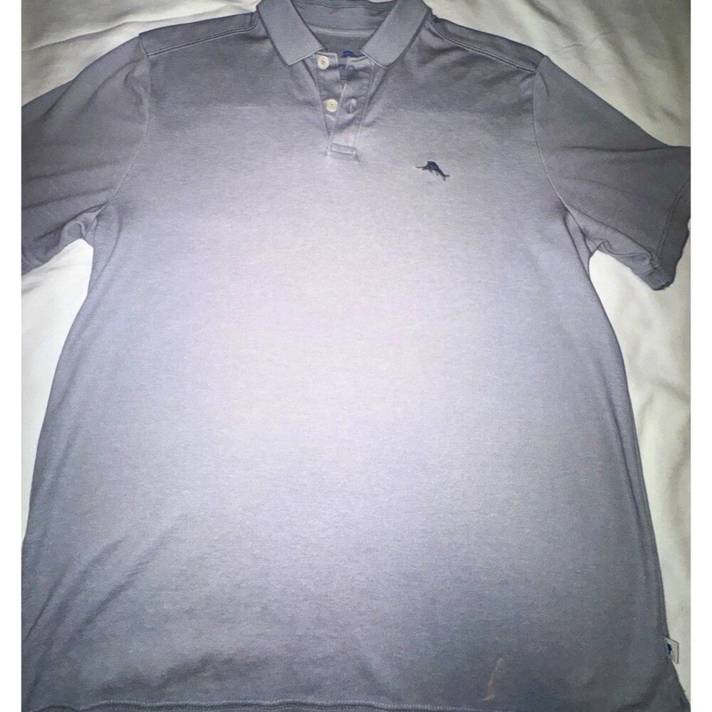 Tommy Bahama Emfielder Polo Shirt Mens S Regular Cotton Gray Solid Golf Logo